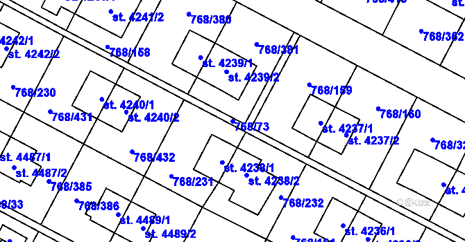 Parcela st. 768/73 v KÚ Zlín, Katastrální mapa