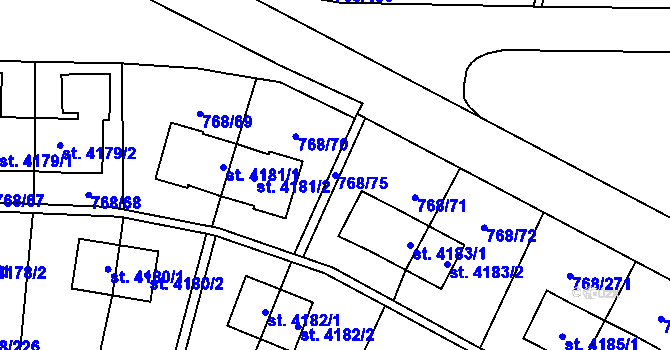 Parcela st. 768/75 v KÚ Zlín, Katastrální mapa