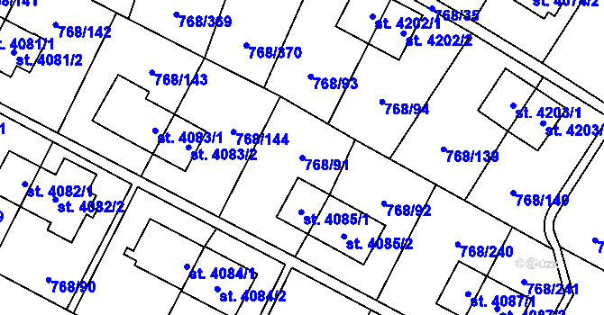 Parcela st. 768/91 v KÚ Zlín, Katastrální mapa