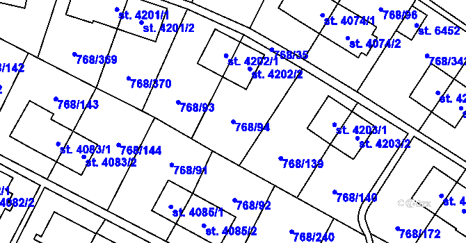 Parcela st. 768/94 v KÚ Zlín, Katastrální mapa