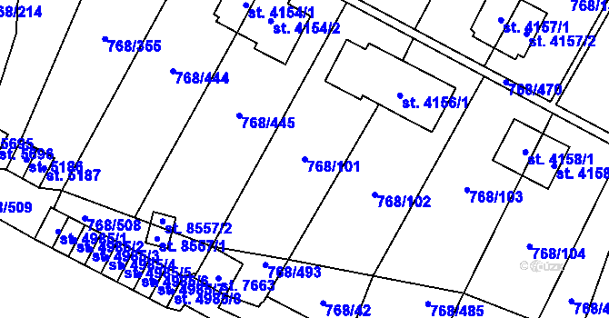 Parcela st. 768/101 v KÚ Zlín, Katastrální mapa