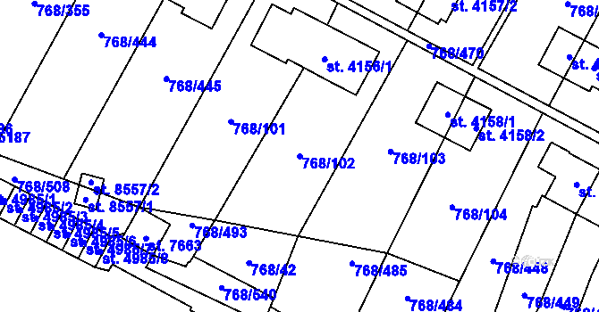 Parcela st. 768/102 v KÚ Zlín, Katastrální mapa