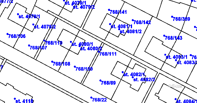 Parcela st. 768/111 v KÚ Zlín, Katastrální mapa