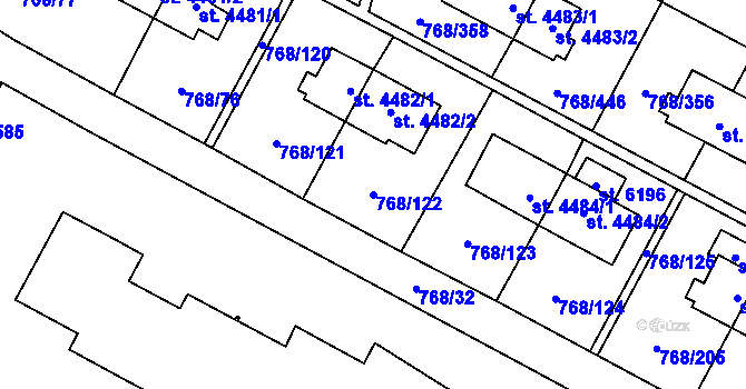 Parcela st. 768/122 v KÚ Zlín, Katastrální mapa