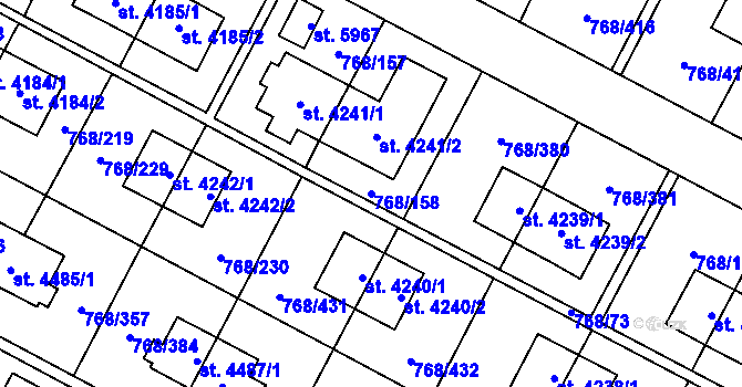 Parcela st. 768/158 v KÚ Zlín, Katastrální mapa