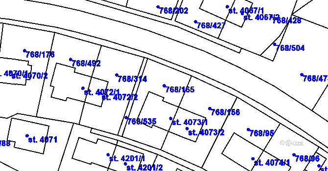 Parcela st. 768/165 v KÚ Zlín, Katastrální mapa