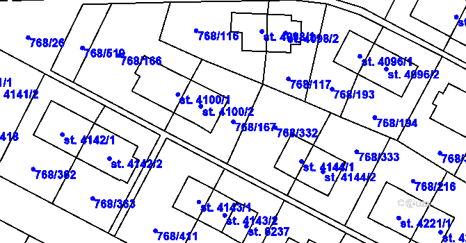 Parcela st. 768/167 v KÚ Zlín, Katastrální mapa