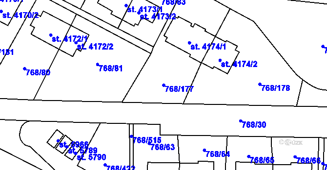 Parcela st. 768/177 v KÚ Zlín, Katastrální mapa