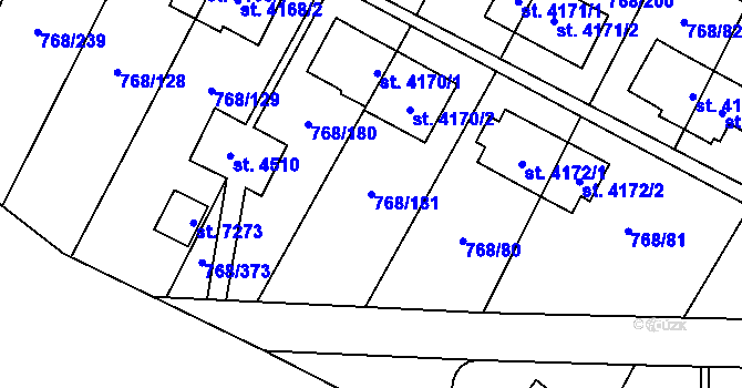 Parcela st. 768/181 v KÚ Zlín, Katastrální mapa
