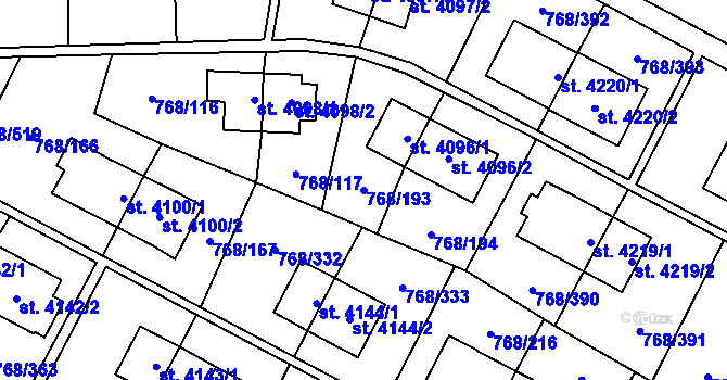 Parcela st. 768/193 v KÚ Zlín, Katastrální mapa