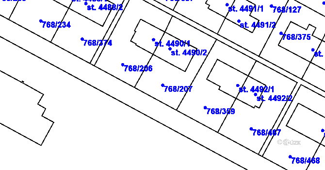 Parcela st. 768/207 v KÚ Zlín, Katastrální mapa