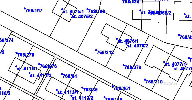 Parcela st. 768/212 v KÚ Zlín, Katastrální mapa