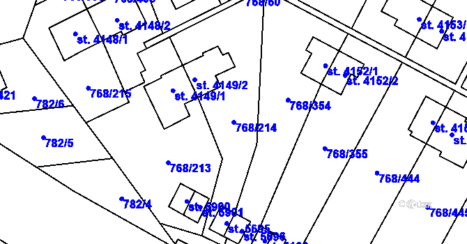 Parcela st. 768/214 v KÚ Zlín, Katastrální mapa