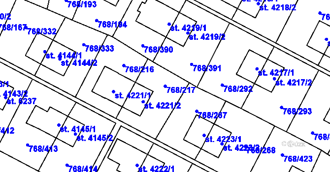 Parcela st. 768/217 v KÚ Zlín, Katastrální mapa