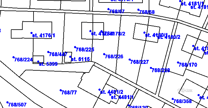 Parcela st. 768/226 v KÚ Zlín, Katastrální mapa
