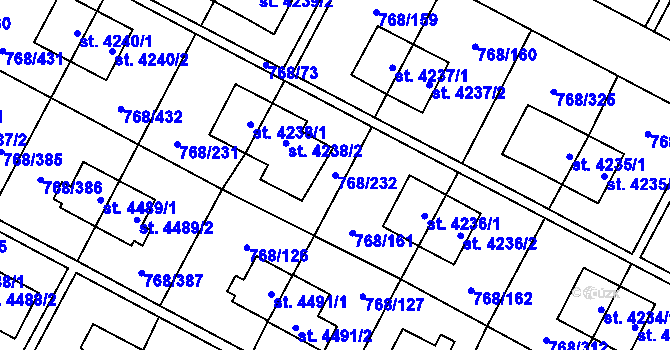 Parcela st. 768/232 v KÚ Zlín, Katastrální mapa