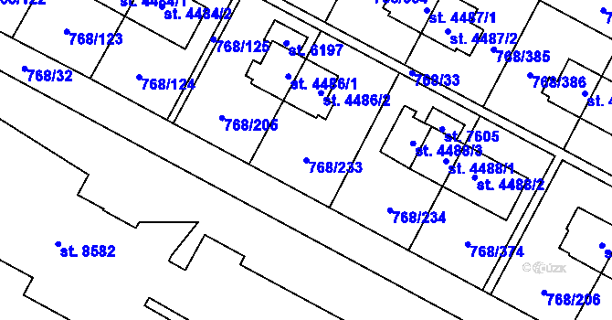 Parcela st. 768/233 v KÚ Zlín, Katastrální mapa