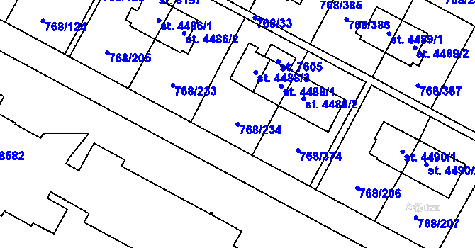 Parcela st. 768/234 v KÚ Zlín, Katastrální mapa