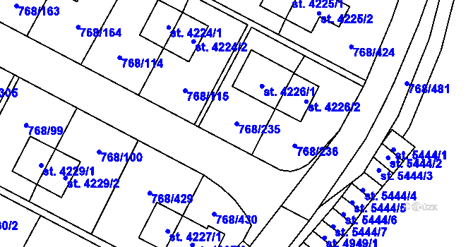 Parcela st. 768/235 v KÚ Zlín, Katastrální mapa