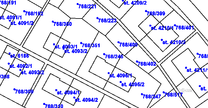Parcela st. 768/246 v KÚ Zlín, Katastrální mapa