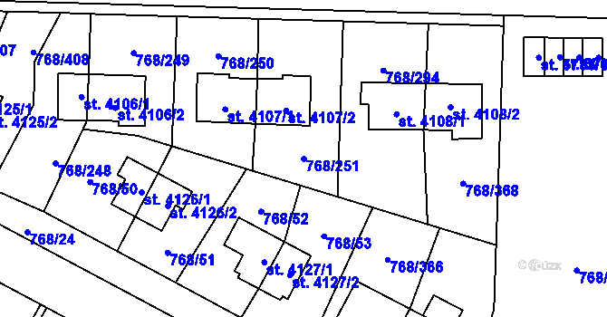 Parcela st. 768/251 v KÚ Zlín, Katastrální mapa