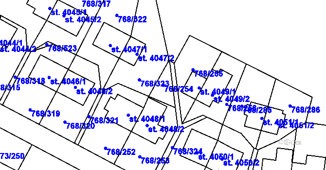Parcela st. 768/254 v KÚ Zlín, Katastrální mapa