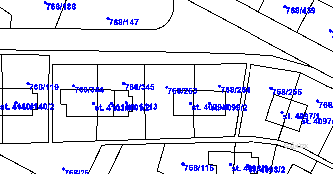 Parcela st. 768/263 v KÚ Zlín, Katastrální mapa
