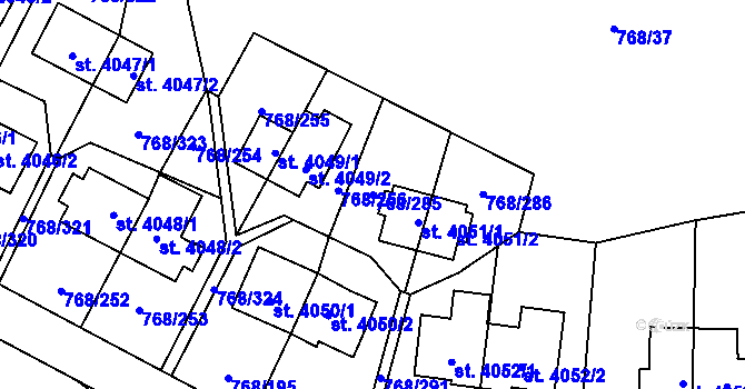 Parcela st. 768/285 v KÚ Zlín, Katastrální mapa