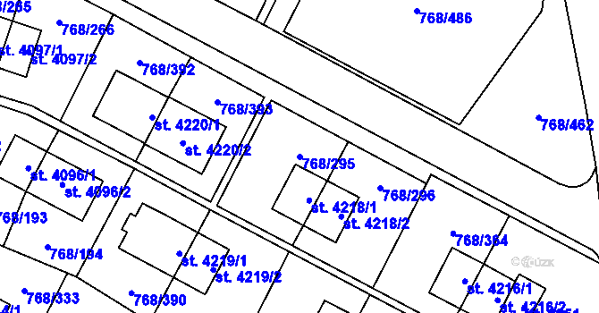 Parcela st. 768/295 v KÚ Zlín, Katastrální mapa