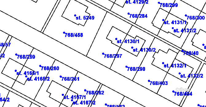Parcela st. 768/297 v KÚ Zlín, Katastrální mapa