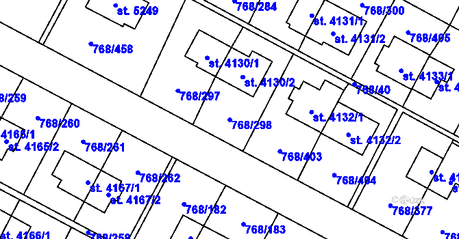 Parcela st. 768/298 v KÚ Zlín, Katastrální mapa