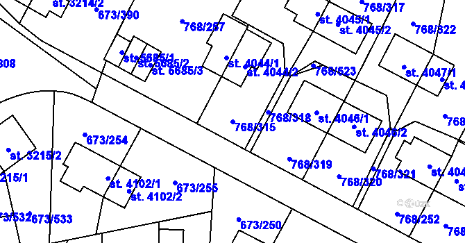 Parcela st. 768/315 v KÚ Zlín, Katastrální mapa