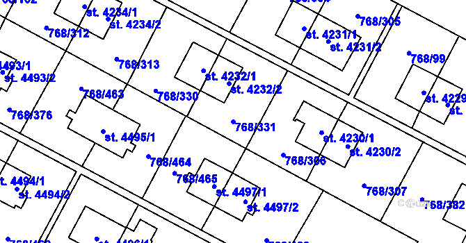 Parcela st. 768/331 v KÚ Zlín, Katastrální mapa