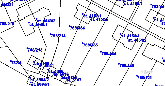 Parcela st. 768/355 v KÚ Zlín, Katastrální mapa