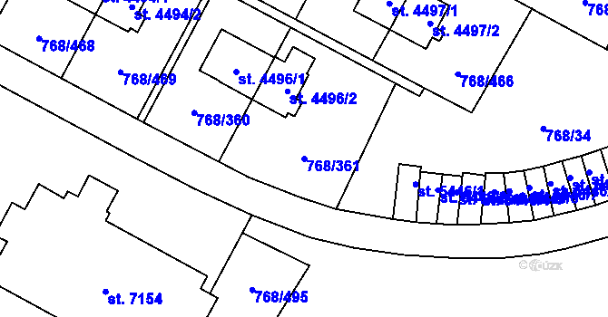 Parcela st. 768/361 v KÚ Zlín, Katastrální mapa