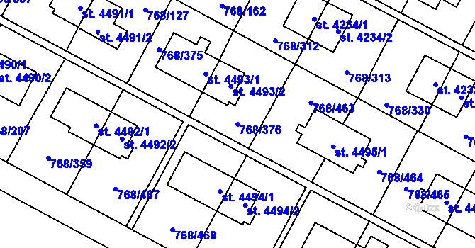 Parcela st. 768/376 v KÚ Zlín, Katastrální mapa