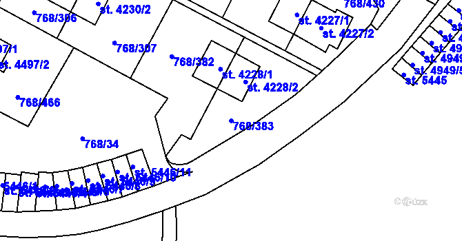 Parcela st. 768/383 v KÚ Zlín, Katastrální mapa