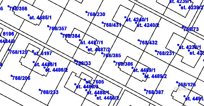 Parcela st. 768/385 v KÚ Zlín, Katastrální mapa