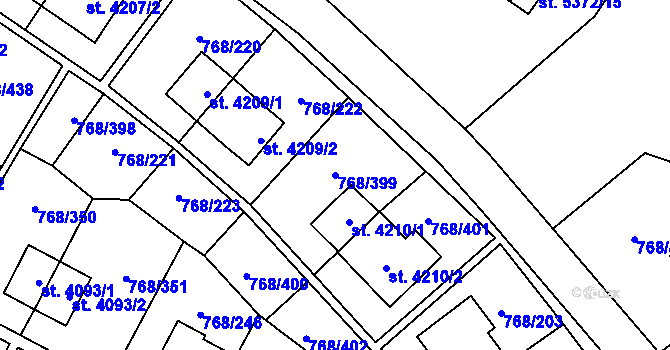 Parcela st. 768/399 v KÚ Zlín, Katastrální mapa