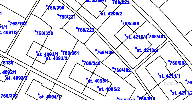 Parcela st. 768/400 v KÚ Zlín, Katastrální mapa