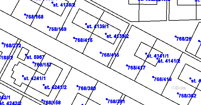 Parcela st. 768/416 v KÚ Zlín, Katastrální mapa