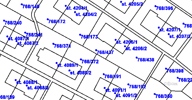 Parcela st. 768/437 v KÚ Zlín, Katastrální mapa