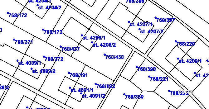 Parcela st. 768/438 v KÚ Zlín, Katastrální mapa