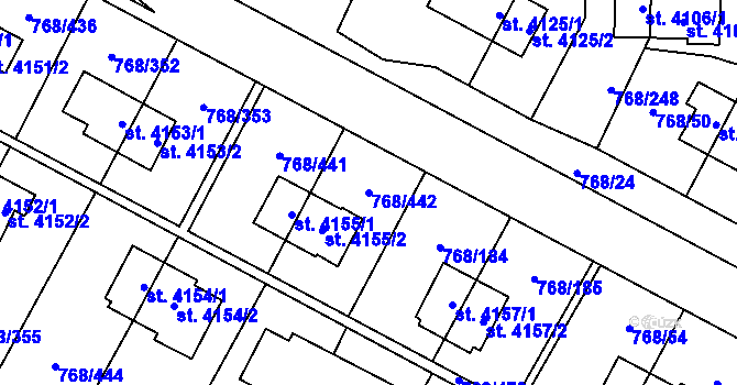 Parcela st. 768/442 v KÚ Zlín, Katastrální mapa
