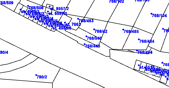 Parcela st. 768/443 v KÚ Zlín, Katastrální mapa