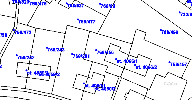 Parcela st. 768/456 v KÚ Zlín, Katastrální mapa