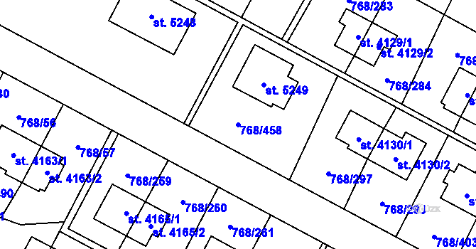 Parcela st. 768/458 v KÚ Zlín, Katastrální mapa