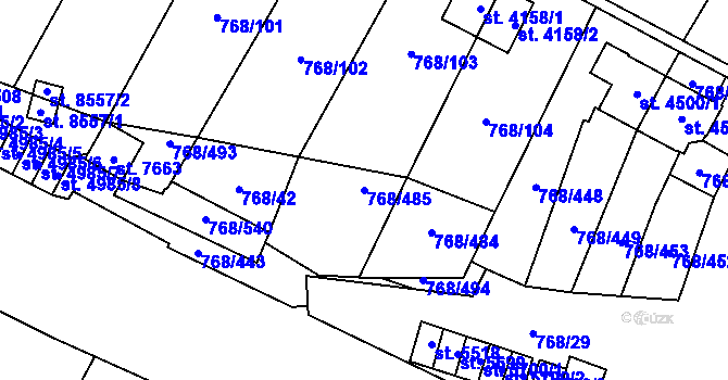 Parcela st. 768/485 v KÚ Zlín, Katastrální mapa