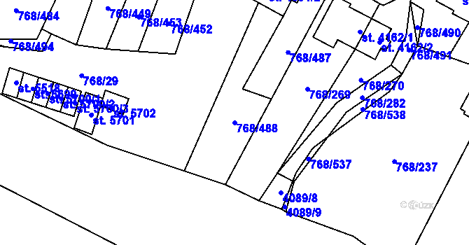Parcela st. 768/488 v KÚ Zlín, Katastrální mapa