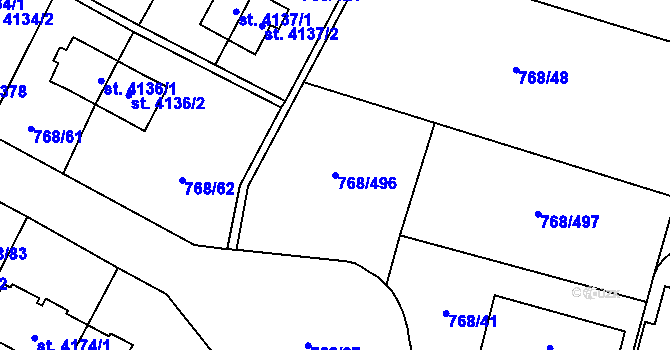 Parcela st. 768/496 v KÚ Zlín, Katastrální mapa